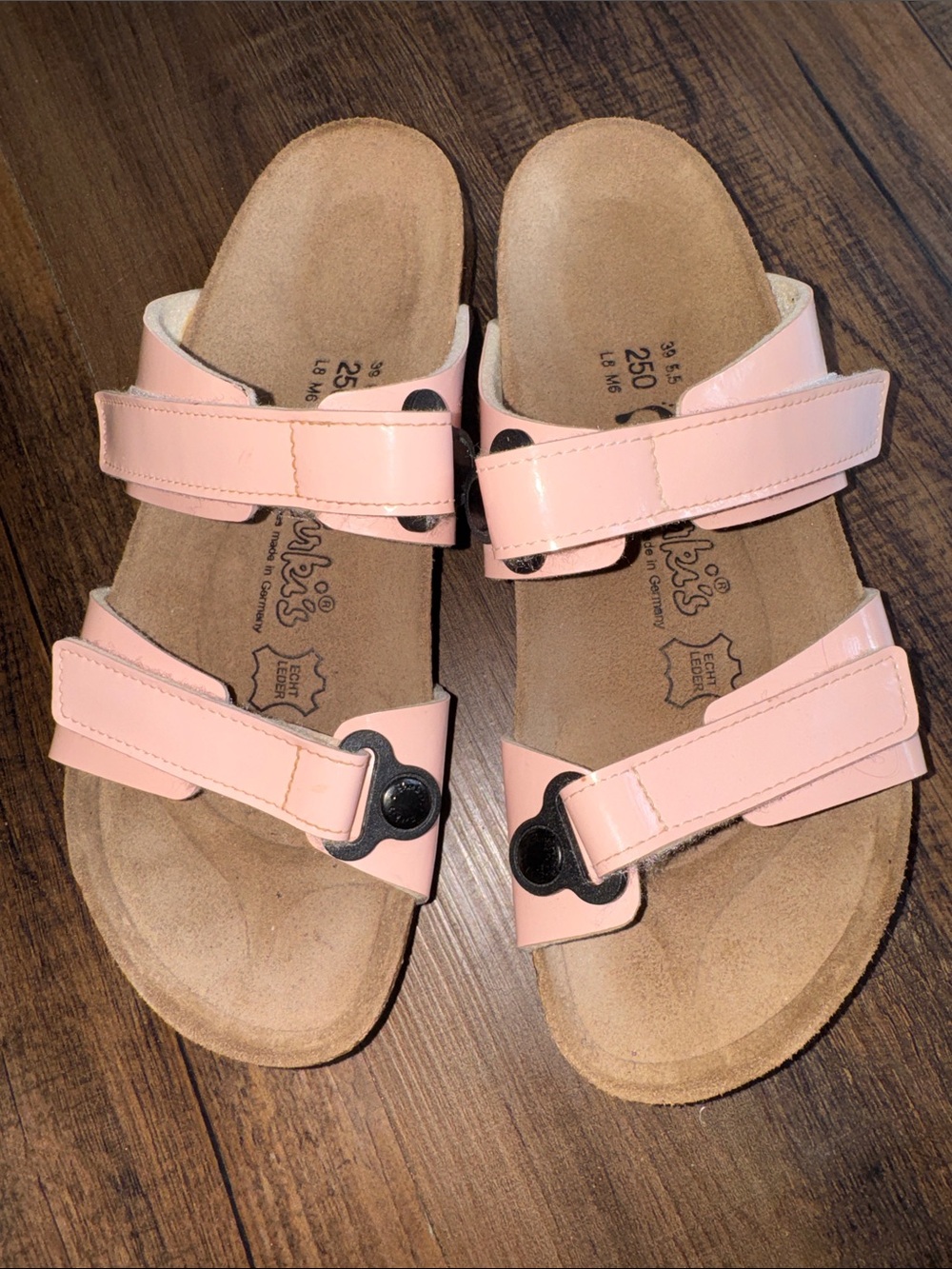 Birki’s Women’s Pink Double-Strap Adjustable Sandals